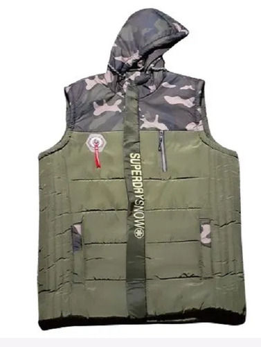 Water Proof Casual Printed Polyester Sleeveless Zipper Men Jacket