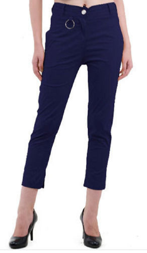Regular Fit Plain Ladies Cotton Casual Pant, Waist Size: 28-36 at