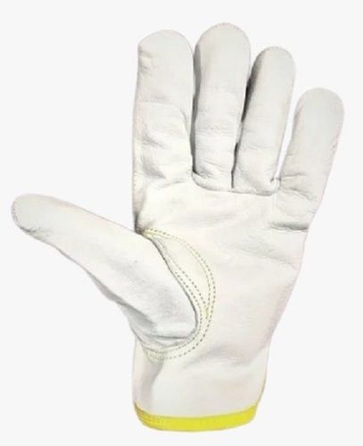 White And Yellow 18 Inch Flexible Abrasion Resistant Industrial Leather Hand Safety Gloves