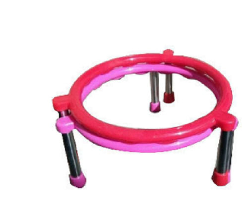 Pink 22 Inch Round Abs Plastic And Stainless Steel Pot Stand With Three Leg