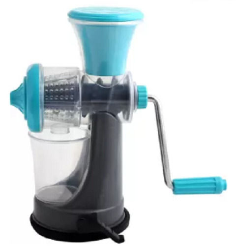 Blue Comfortable Manual Plastic Fruit Juicer With Stainless Steel Blade 