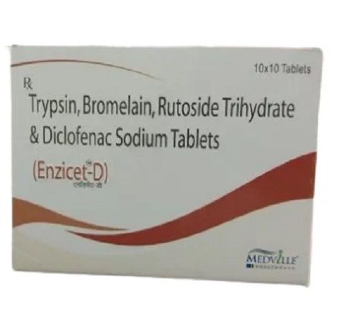 Trypsin Bromelain Rutoside Trihydrate and Diclofenac Sodium Tablets - 10 Count, General Medicine | Antibiotic for Pain Relief and Swelling, Suitable for Adults, Store in Cool and Dry Place