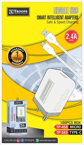 2.4A Output Single USB Smart Intelligent Adapters for Safe and Speed Charging