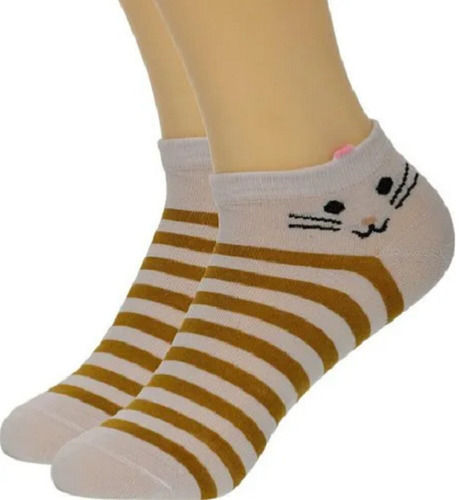 Casual Wear Ankle Length High Elasticity Striped Cotton Socks Pair For Ladies  Application: Food & Beverage