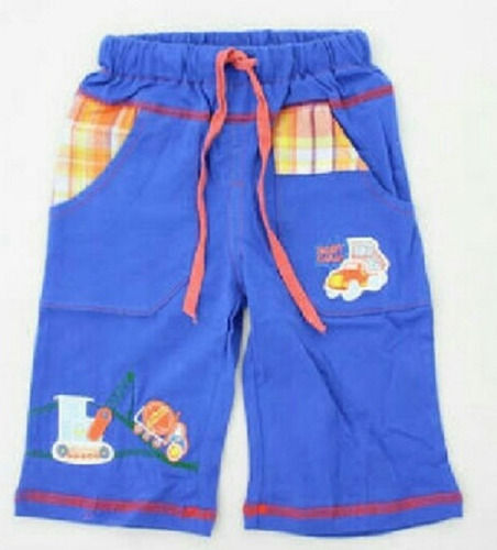 Polyester Ribbon Closure Knee Length Printed Cotton Short For Kids 