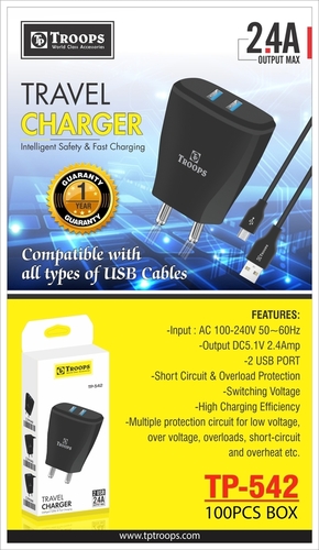 Tp-542 2.4a Maximum Output Travel Charger With Short Circuit And Overload Protection