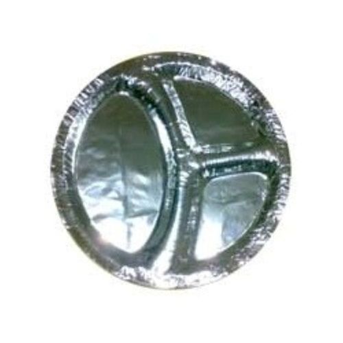 10-12 Inches Environment Friendly Disposable Silver Plate With 3 Compartments