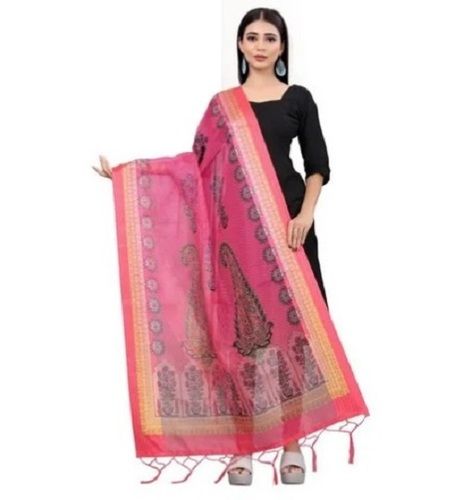 Pink 2.4 Meter Modern Washable Designer Polyester Printed Dupatta