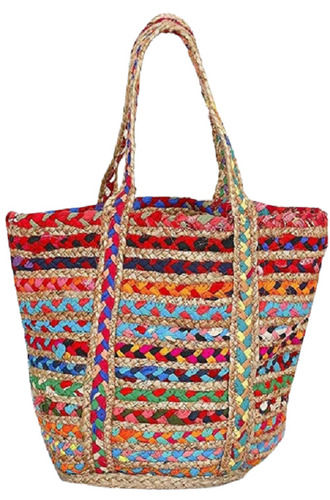 Multicolor Handmade Printed Jute Fancy Shopping Bag