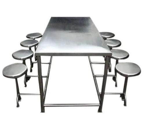 Stainless Steel 8 Seater Restaurant Dining Table Set