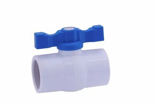 Upvc / Polypropylene Blue Handle 2 Way White Ball Valve For Water Fitting