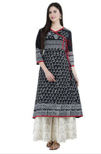 3/4Th Sleeves Casual Wear Cotton Block Printed Kurti For Ladies Recommended For: Hospital