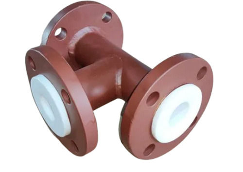 Brown 4 Mm Liner Thick Cast Iron Ptfe Lined Equal Tee For Industrial Uses