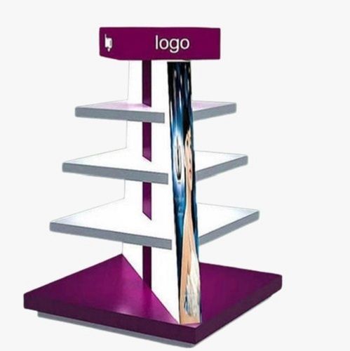 5 Mm Polished Mild Steel And Acrylic 4 Shelves Glass Display Stand