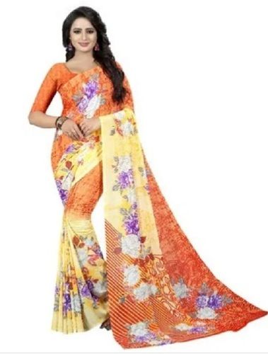 Printed Bollywood Brocade And Beautiful Daily Wear Georgette Saree