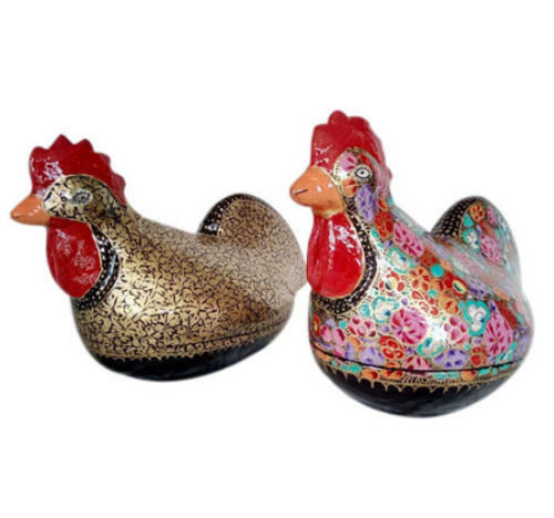 Murrah Buffalo Elegant Look Paint Coated Ceramic Body Decorative Hen Sculpture (2 Piece)