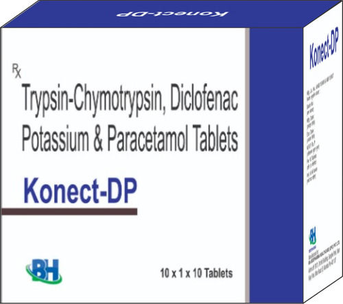 Konect-DP Trypsin-Chymotrypsin, Diclofenac Potassium And Paracetamol Tablets