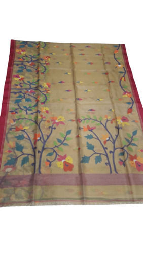 Multicolor Ladies Hand Embroidery Floral Design Party Wear Soft Silk Saree With Blouse