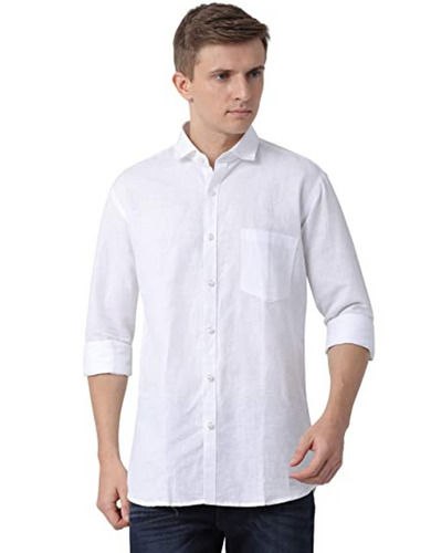 Washable Causal Wear Plain Full Sleeves Classic Collar Soft Linen Shirt For Men 