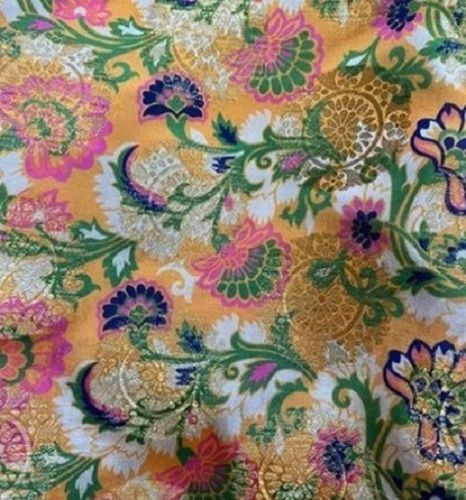 Light In Weight 44 Inches Width 200 Gsm Washable Silk Printed Brocade Fabrics 