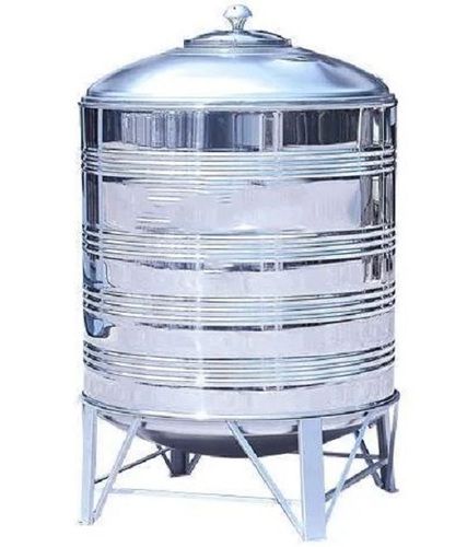 Silver 5000 Litre Capacity Cylindrical Stainless Steel Water Tank