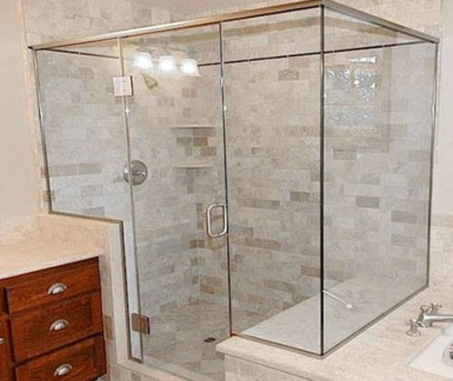 Rectangular Glossy Finished Transparent Stainless Steel Glass Shower Panel 