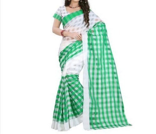 Cotton Organza Printed Saree - Lightweight, Green Color | Comfortable Daily Wear, Machine Washable, Stylish for All Occasions