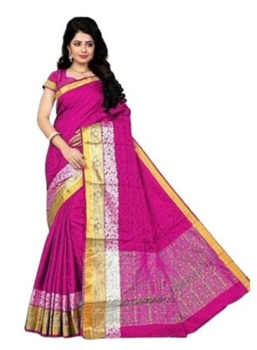 Pink Washable Traditional Modern Cotton Silk Printed Jacquard Saree