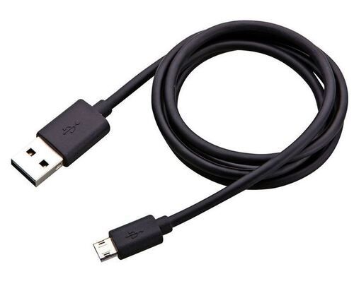 Black 1 Meter Long 3 Ampere Fast Charging Rubber Body Usb Data Cable 