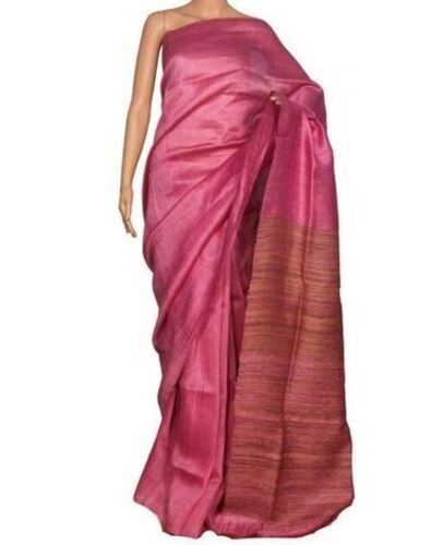 Anti Wrinkle Lightweight Casual Wear Plain Silk Saree With Blouse For Ladies