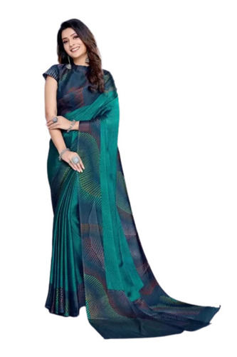 Multicolor Ladies 5.5 Meter Long Casual Wear Printed Georgette Saree With Blouse