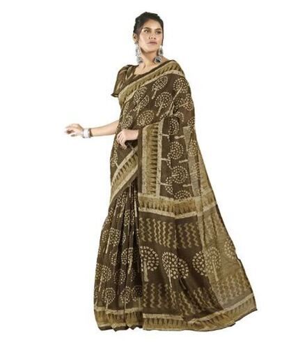 Multicolor Skin Friendly Casual Wear Bollywood Style Printed Cotton Linen Saree For Ladies 