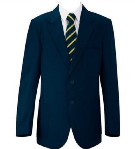 Dry Cleaning Breathable Full Sleeves Formal Unisex Cotton School Uniform Blazer