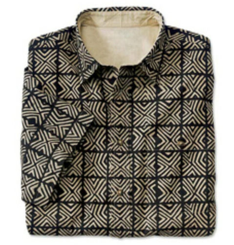 Silver Men'S Full Sleeves And Spread Collar Printed Shirts For Casual Wear