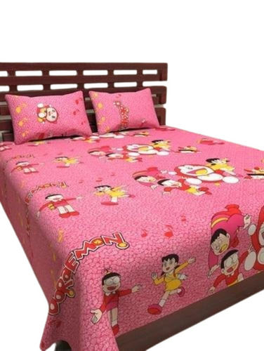 Pink Queen Size Soft Cotton Printed Double Bed Sheet With 2 Pillow Case 