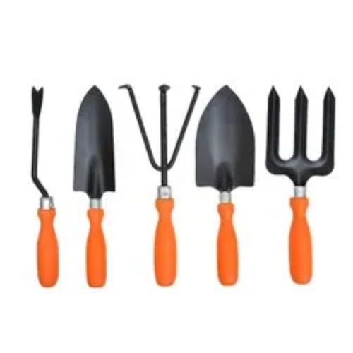 Plastic Coated 5 Gardening Cultivator Tool Set (Weeder, Cultivator, Big Trowel, Small Trowel, Garden Fork)