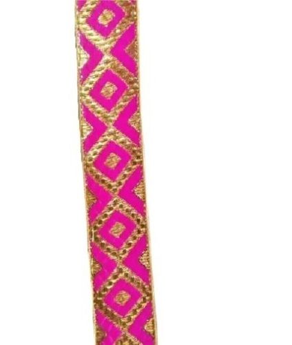 Pink 9 Meter 2 Inch Width Light Weight One Sided Embroided Gota Laces 