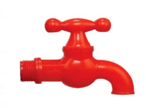 रेड 15 एमएम ग्लॉसी फ़िनिश और लाइटवेट वॉल माउंटेड पॉलीविनाइल क्लोराइड वॉटर टैप