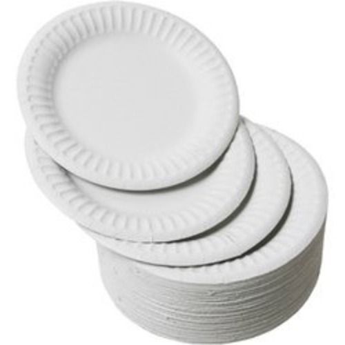 Plain Round Disposable Paper Plates For Event And Party (Pack Of 50 Pieces)