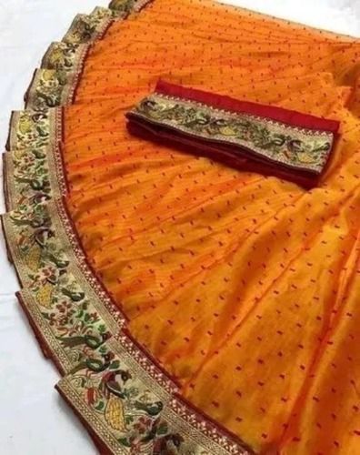 Skin Friendly Party Wear Zari Work Hand Embroidery Ladies Fancy Saree (5.5 Meter)