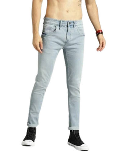 Slim Fit Washable Breathable Casual Wear Plain Straight Cotton Jeans For Men