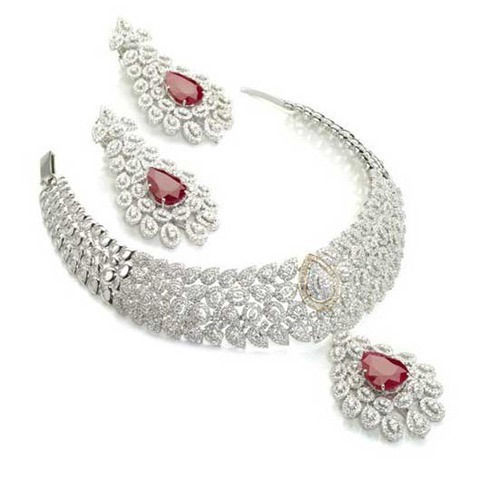 Buy American DIAMOND Jewelry, American Diamond Necklace Earrings  Combo,sabyasachi Wedding Necklace,engagement Necklace,cz Ad Necklace Set.  Online in India - Etsy