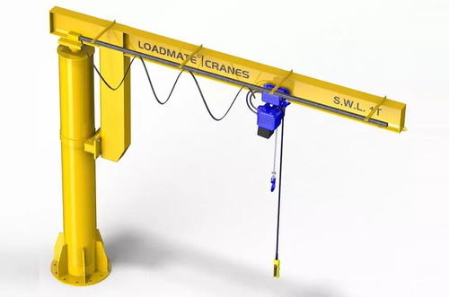 Mild Steel Wall Mounted Electric Zip Cranes - 20-100 Feet Lifting Capacity, Yellow Color, New Condition, Jib Crane with Emergency Stop