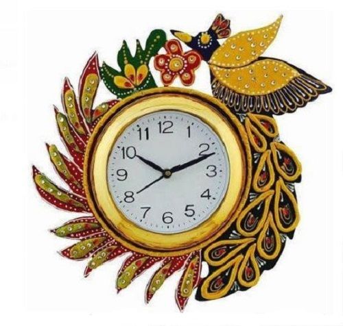 Polishing Wall Mounted Battery Started Painted Art Wood Round Analog Clock