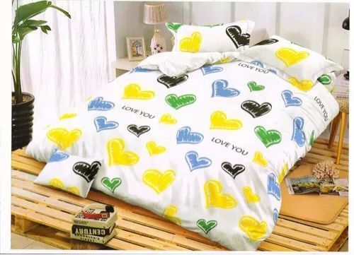 100% Cotton Printed Design Double Bed Sheet With Two Pillow Cover