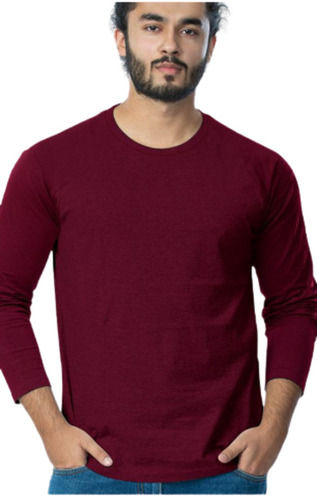 पुरुषों के लिए रेगुलर फिट कैज़ुअल वियर लॉन्ग स्लीव ओ-नेक प्लेन टी शर्ट 