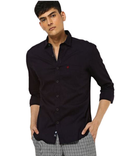 Regular Fit Full Sleeves Casual Wear Plain Dyed Cotton Shirt For Mens