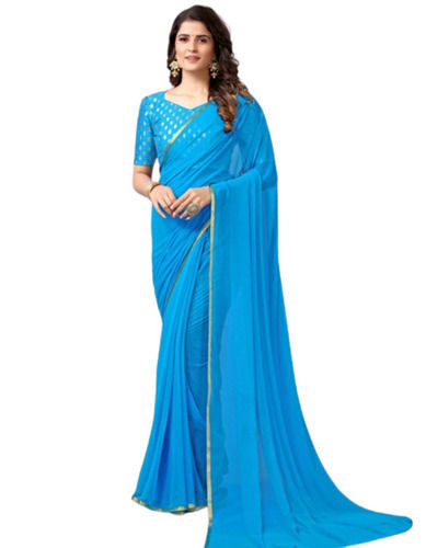 Skin Friendly Designer Casual Wear Plain Chiffon Saree For Ladies Ingredients: Herbal Extract