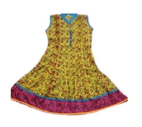 Sleeveless And Collar Neck Printed Cotton Ladies Anarkali Style Kurti Bust Size: 34 Inch (In)