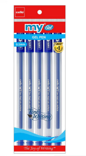 Blue 6 Inches Plastic Body Easy To Grip Smooth Writing Branded Gel Pen